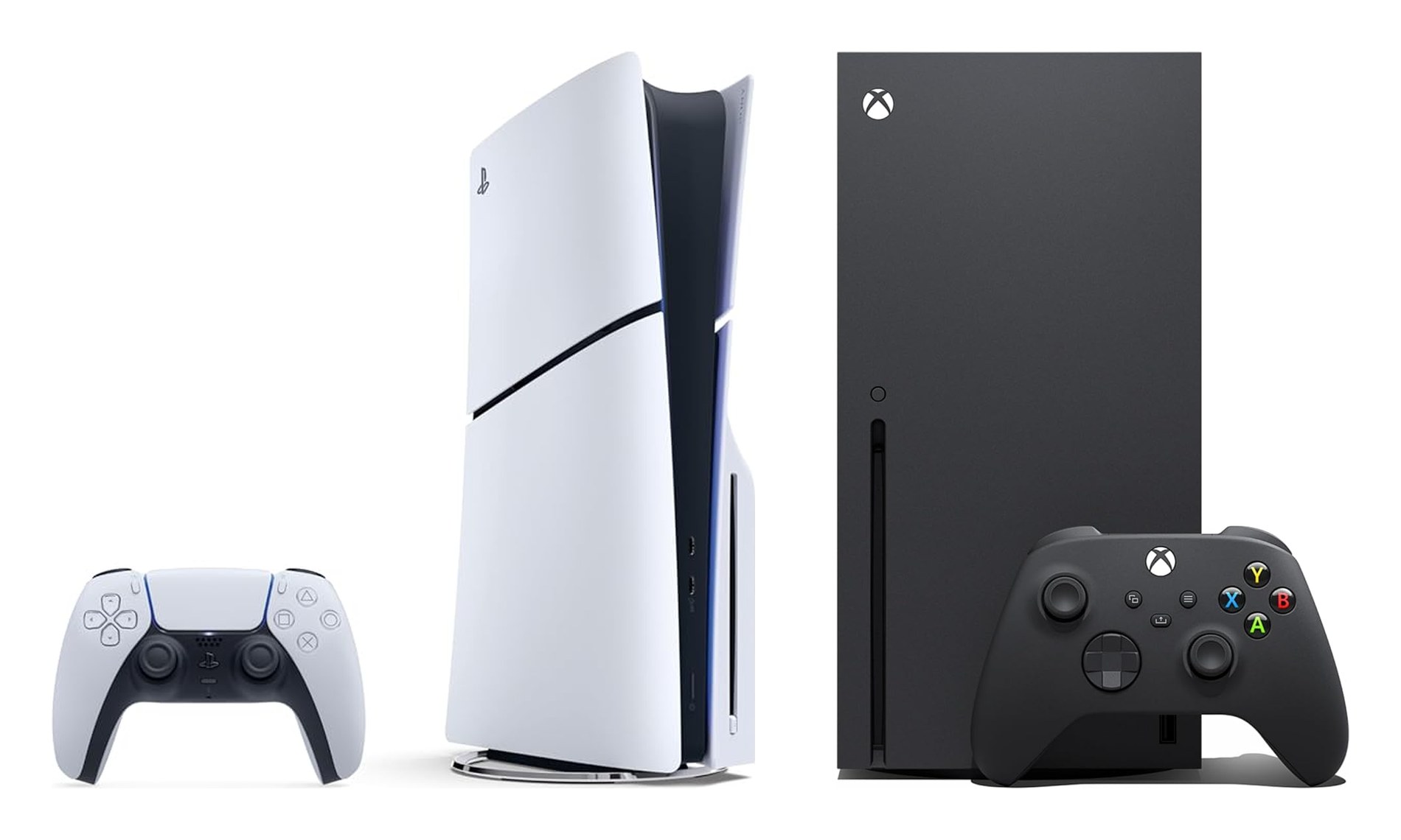 PlayStation 5 and Xbox Series X consoles with controllers